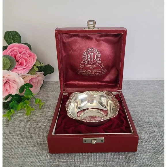 Small Silver Decorative Bowl‎ Made In India, 36g With Box - Picture 1 of 8